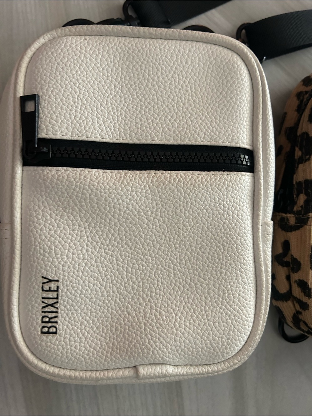 White Brixley and Leopard Thread Crossbody Bags with Black Zipper - Picture 7 of 8